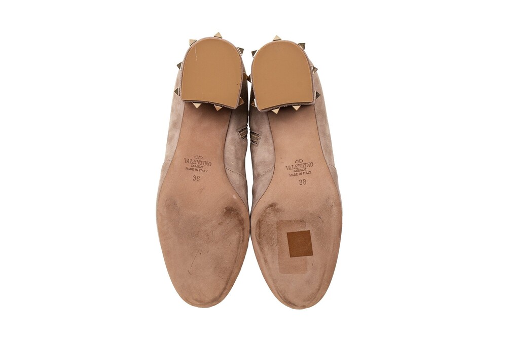 Valentino Nude Beige Suede Booties Size 8 - Picture 4 of 9